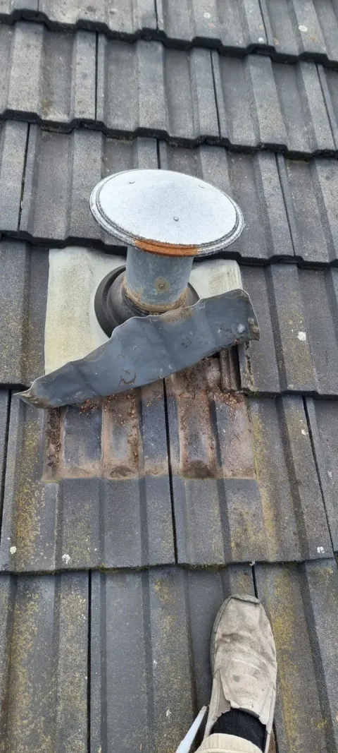 Leaking roof-vent flashing repaired on a tiled roof in Melbourne